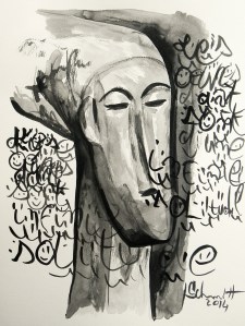 Sans titre, encre de Chine sur papier aquarelle, 30 x 40 cm